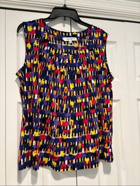 Jones New York Multicolor Abstract Print Sleeveless Top